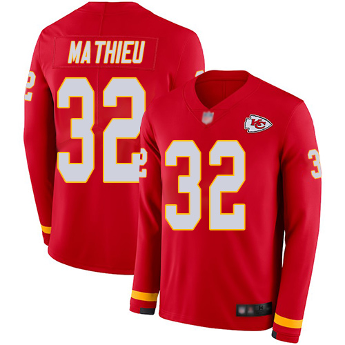 Personalized Chiefs #32 Tyrann Mathieu Red Team Color Men’s Stitched Football Limited Therma Long Sleeve Jersey