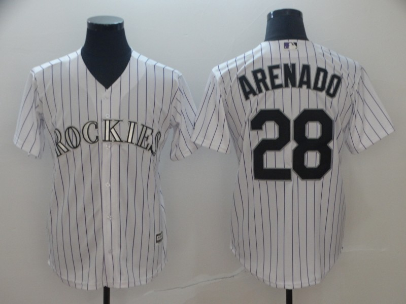 Personalized Rockies 28 Nolan Arenado White Cool Base Jersey
