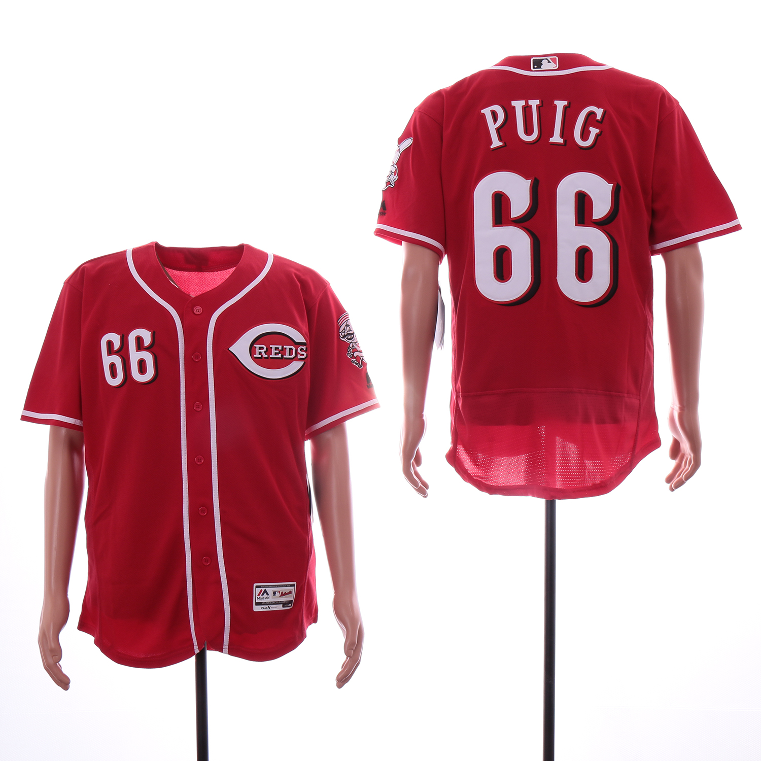 Personalized Reds 66 Yasiel Puig Red Flexbase Jersey