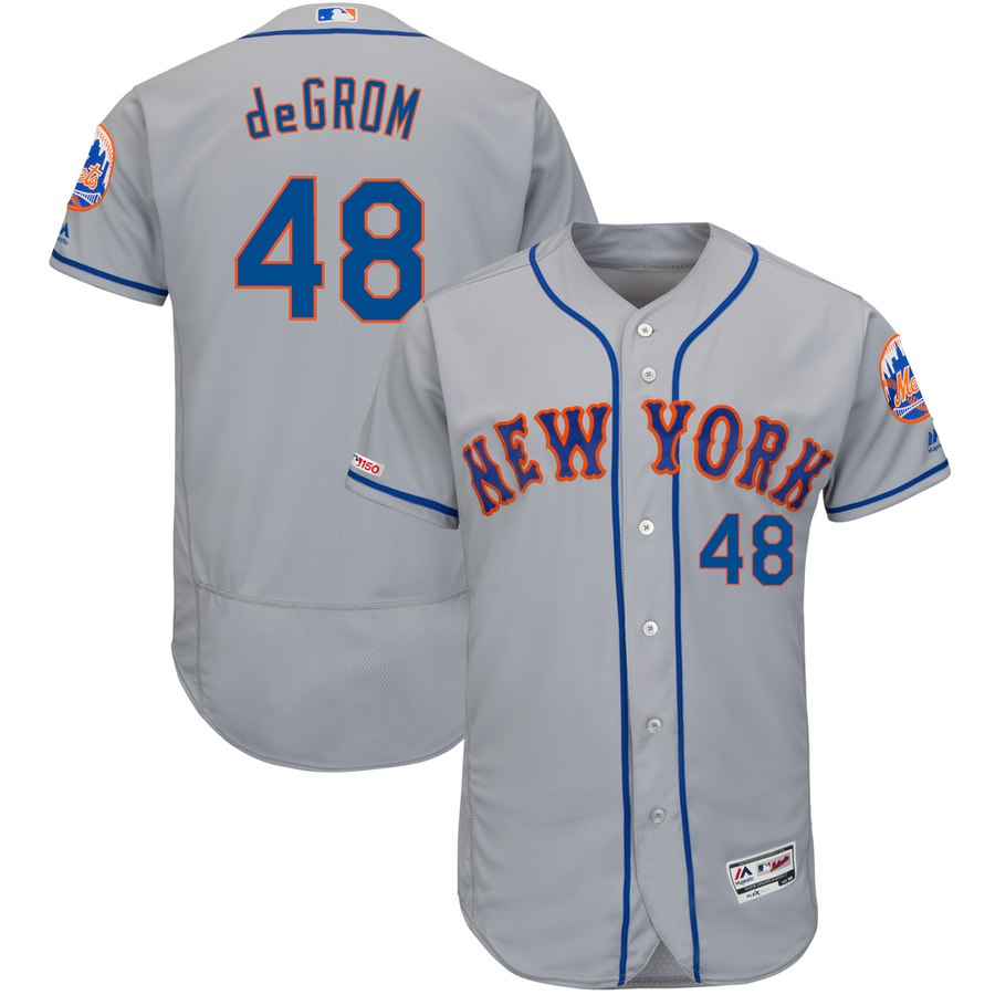 Personalized Mets 48 Jacob DeGrom Gray 150th Patch Flexbase Jersey