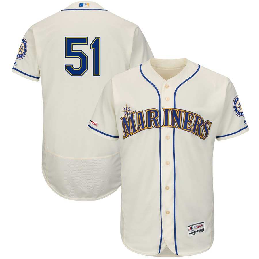 Personalized Mariners 51 Ichiro Suzuki Cream 150th Patch Flexbase Jersey
