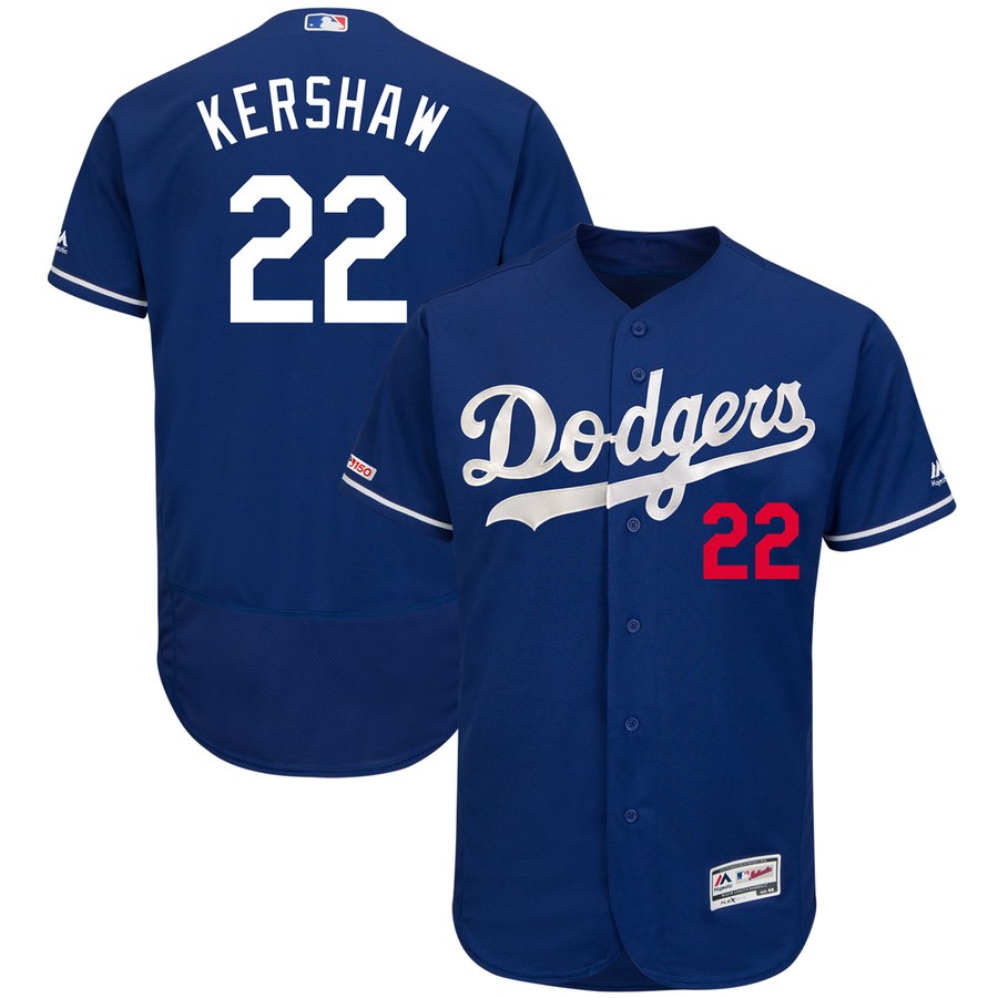 Personalized Dodgers 22 Clayton Kershaw Royal 150th Patch Flexbase Jersey