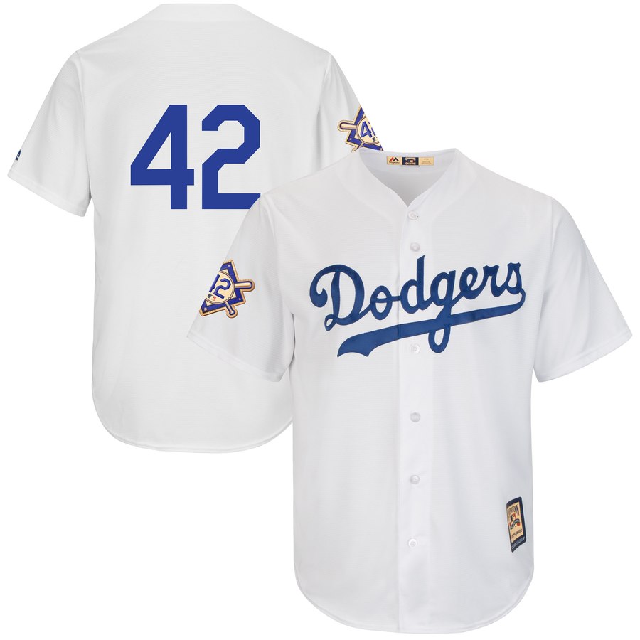 Personalized Dodgers 42 Jackie Robinson White 2019 Jackie Robinson Day Cooperstown FlexBase Jersey