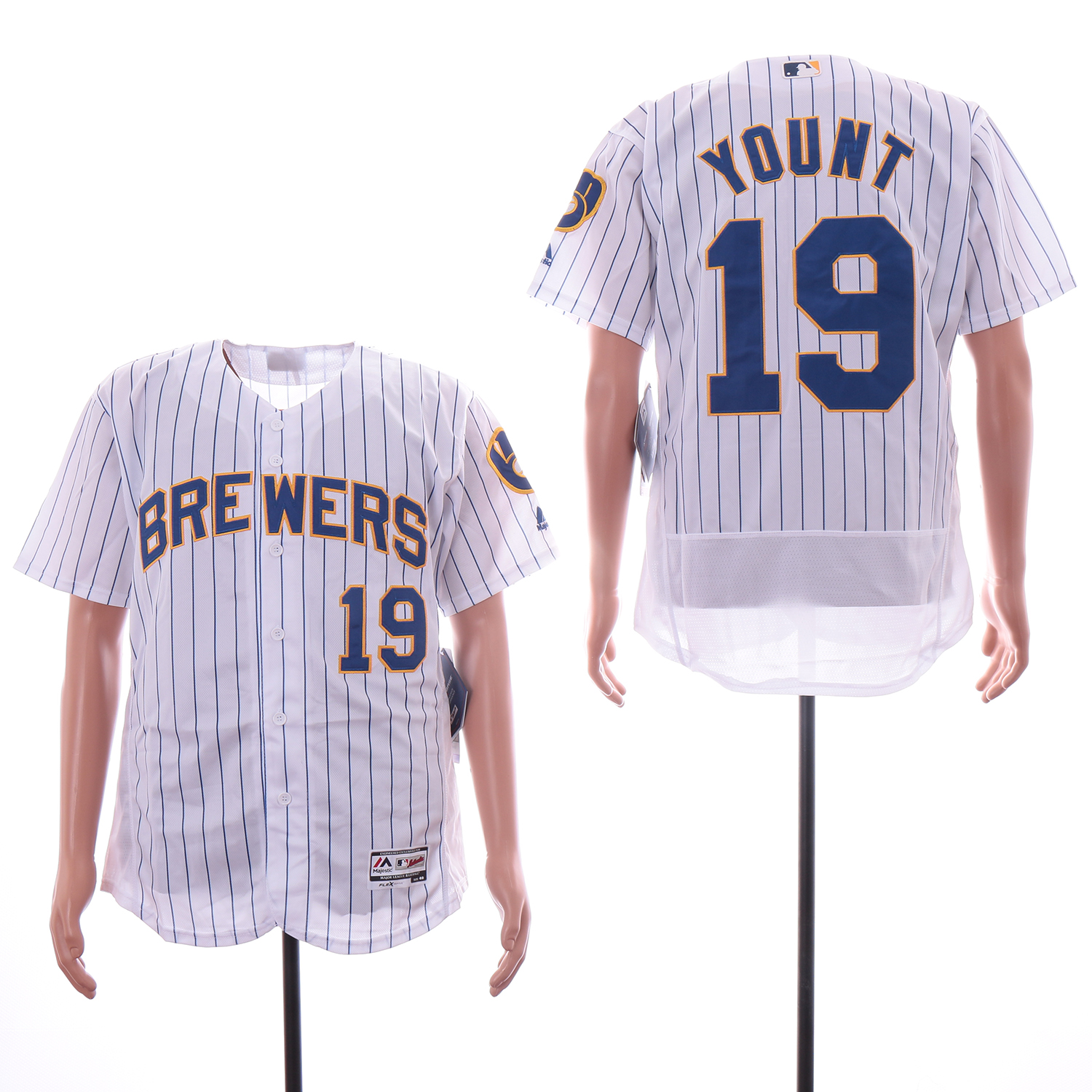 Personalized Brewers 19 Robin Yount White Flexbase Jersey