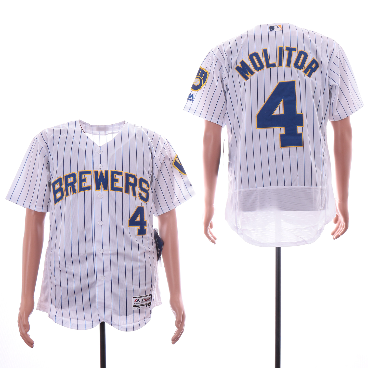 Personalized Brewers 4 Paul Molitor Royal White Flexbase Jersey