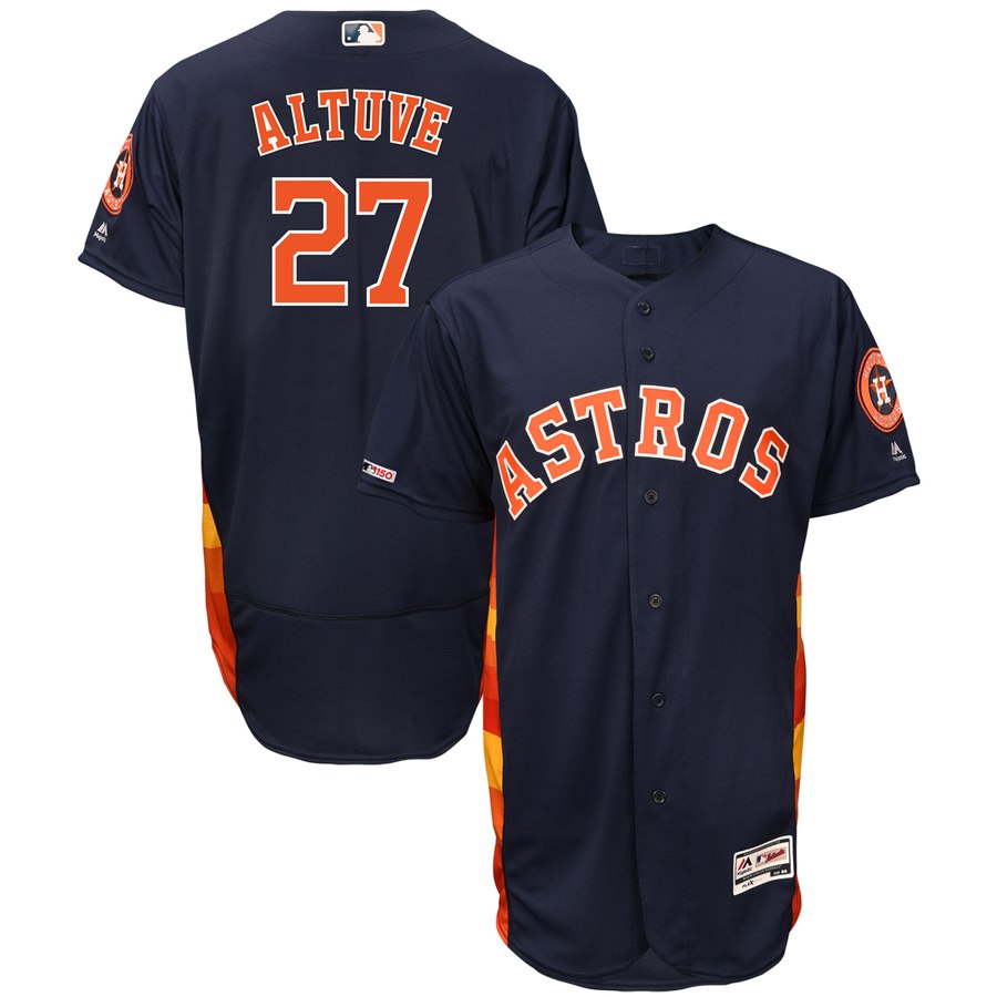 Personalized Astros 27 Jose Altuve Navy 150th Patch Flexbase Jersey