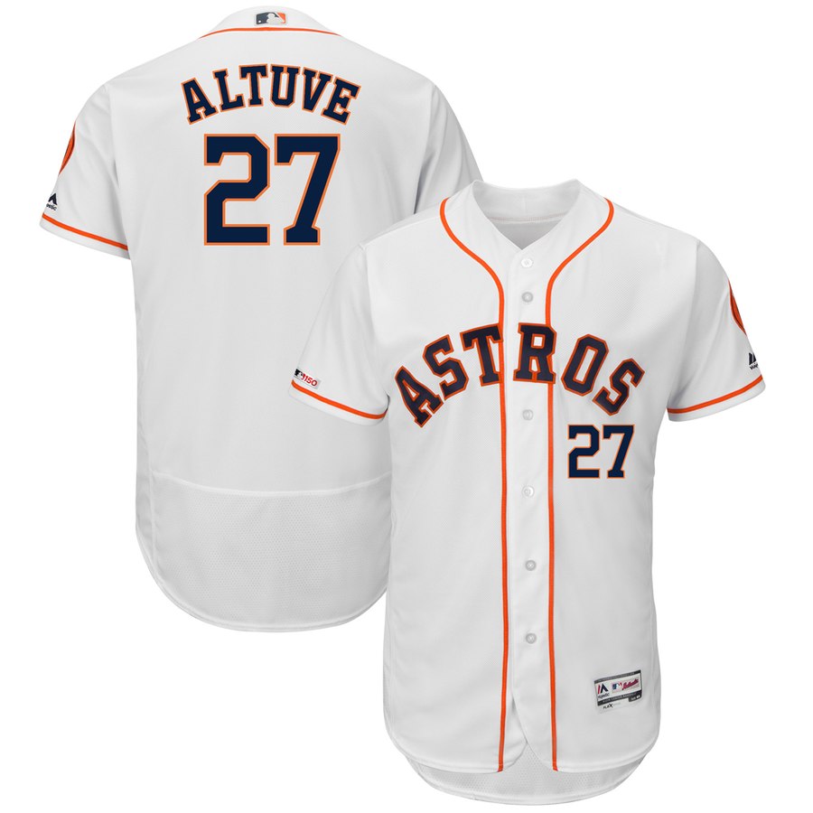 Personalized Astros 27 Jose Altuve White 150th Patch Flexbase Jersey