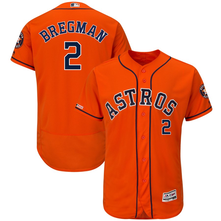 Personalized Astros 2 Alex Bregman Orange 150th Patch Flexbase Jersey