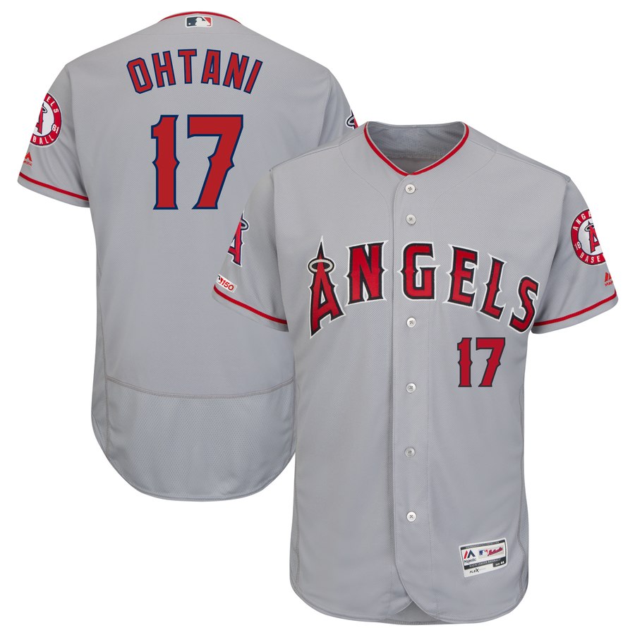 Personalized Angels 17 Shohei Ohtani Gray 150th Patch Flexbase Jersey