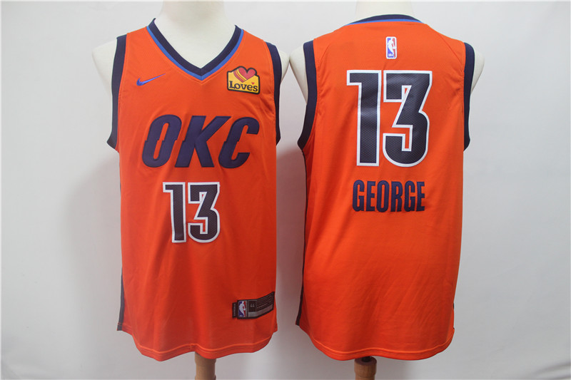 Personalized Thunder 13 Paul George Orange 2019 Earned Edition Swingman Jersey