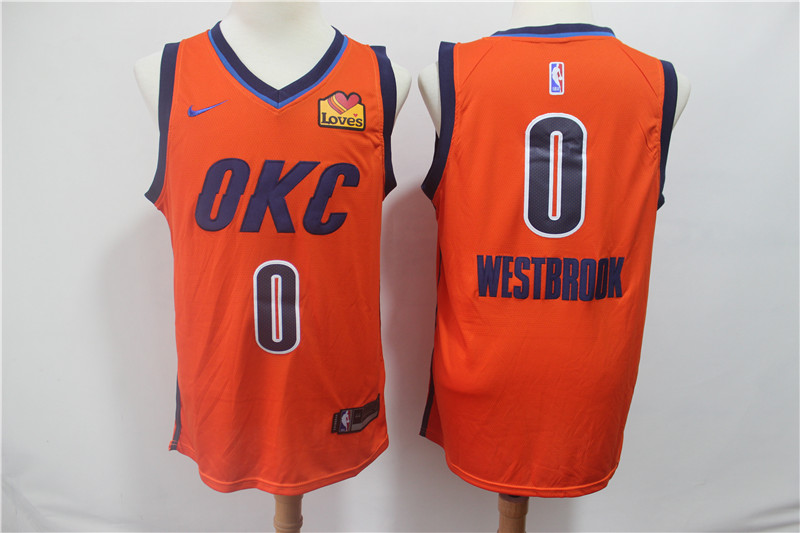 Personalized Thunder 0 Russell Westbrook Orange 2019 Earned Edition Swingman Jersey