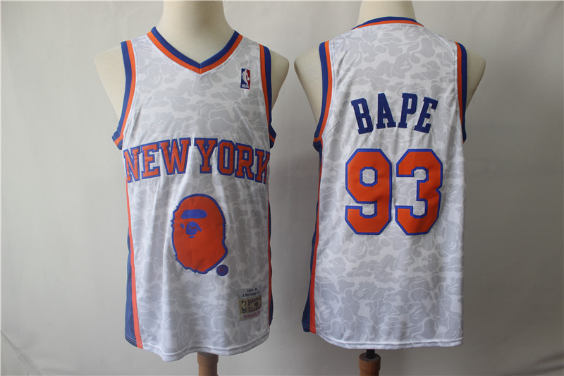 Personalized Knicks 93 Bape Gray 1998-99 Hardwood Classics Jersey