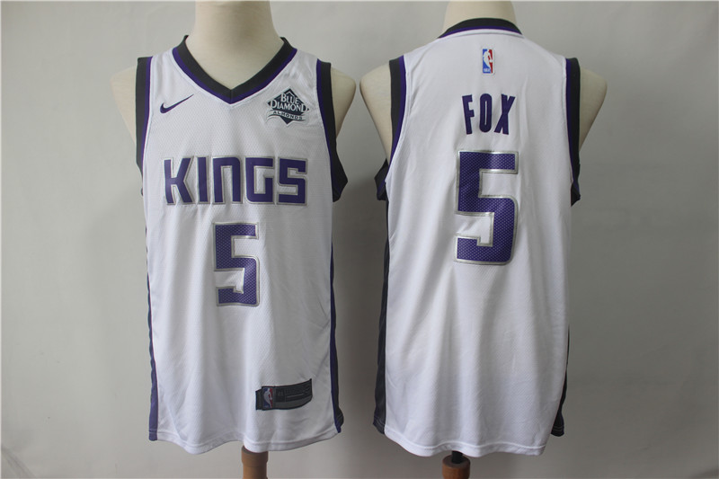 Personalized Kings 5 De’Aaron Fox White Swingman Jersey