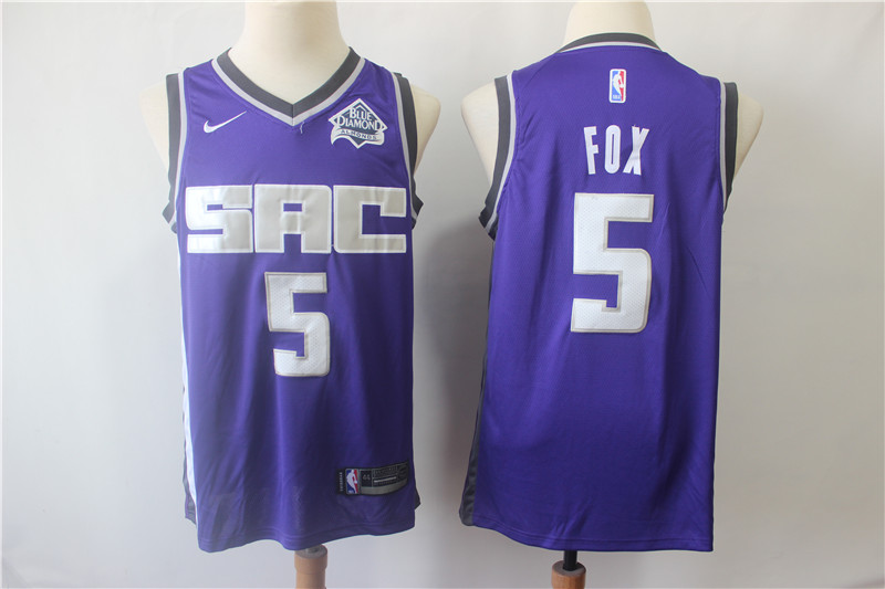 Personalized Kings 5 De’Aaron Fox Purple Swingman Jersey