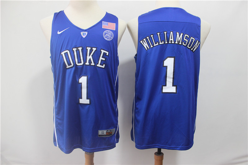 Personalized Duke Blue Devils 1 Zion Williamson Blue College Basketball Jersey