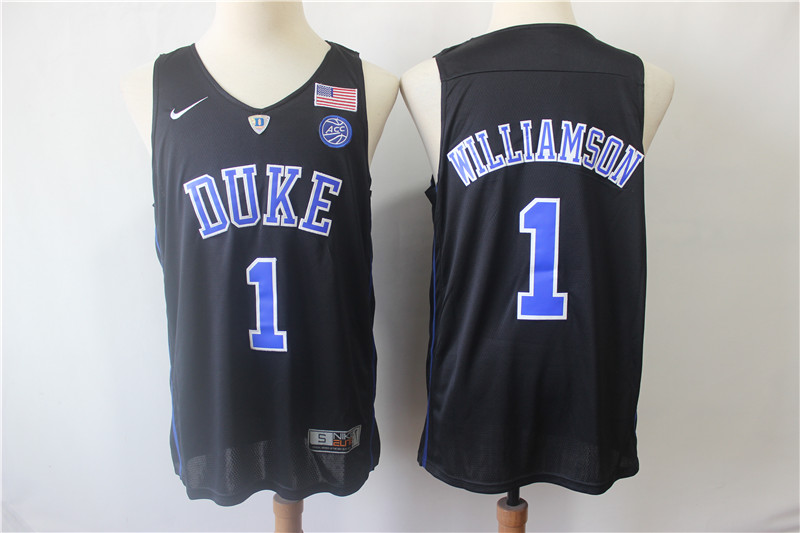 Personalized Duke Blue Devils 1 Zion Williamson Black College Basketball Jersey
