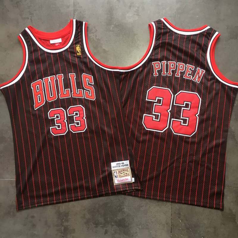 Personalized Bulls 33 Scottie Pippen Black 1995-96 Hardwood Classics Jersey