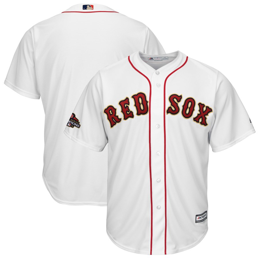 Personalized Youth Red Sox Blank White Youth 2019 Gold Program Cool Base Jersey