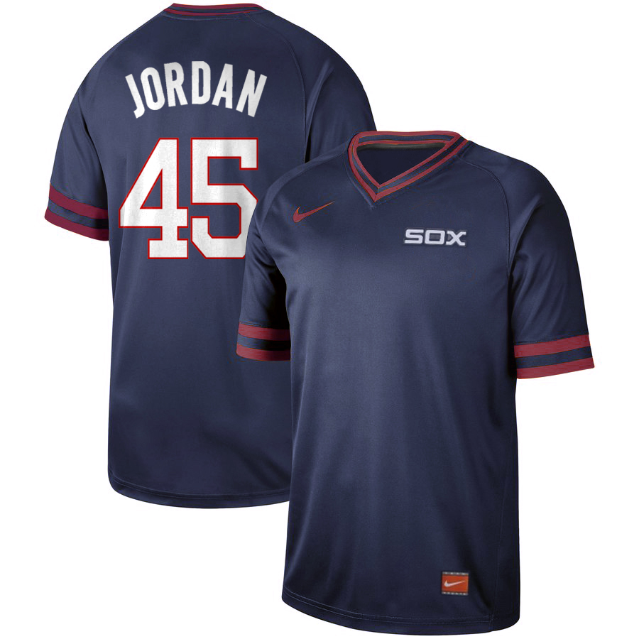 Personalized White Sox 45 Michael Jordan Navy Throwback Jersey