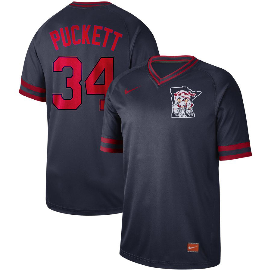 Personalized Twins 34 Kirby Puckett Navy Throwback Jersey
