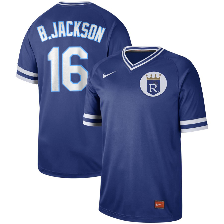 Personalized Royals 16 Bo Jackson Blue Throwback Jersey