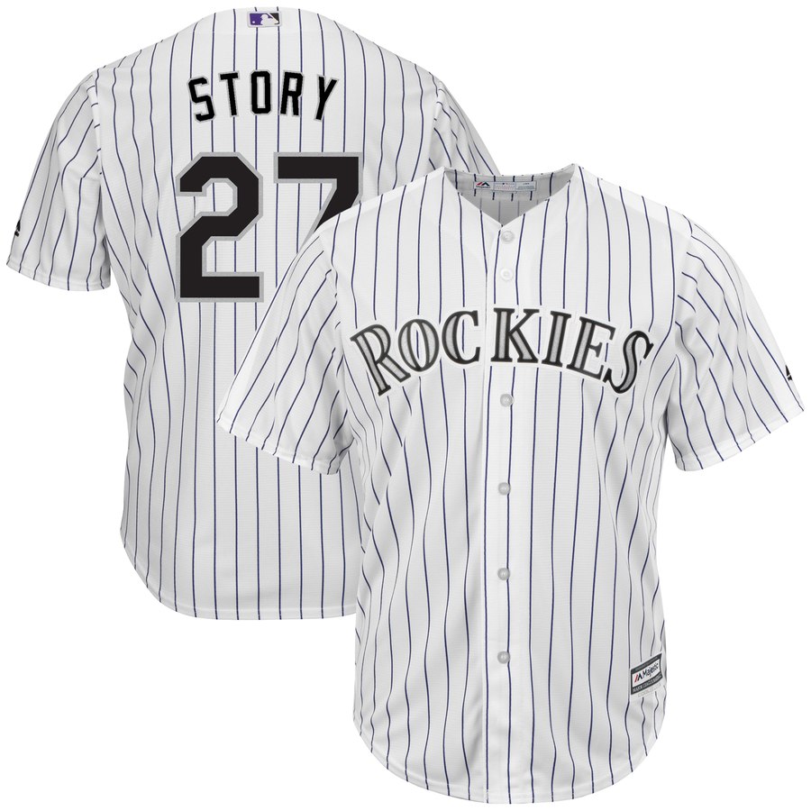 Personalized Rockies 27 Trevor Story White Cool Base Jersey