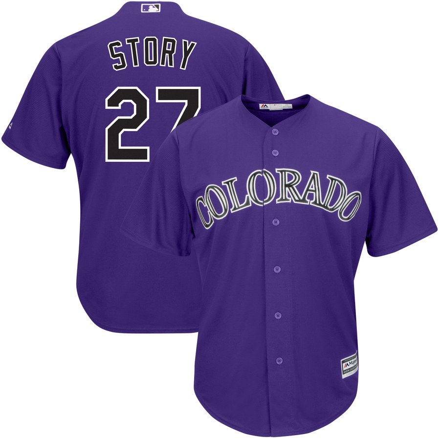 Personalized Rockies 27 Trevor Story Purple Cool Base Jersey