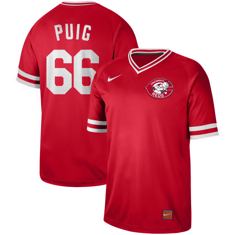 Personalized Reds 66 Yasiel Puig Red Throwback Jersey