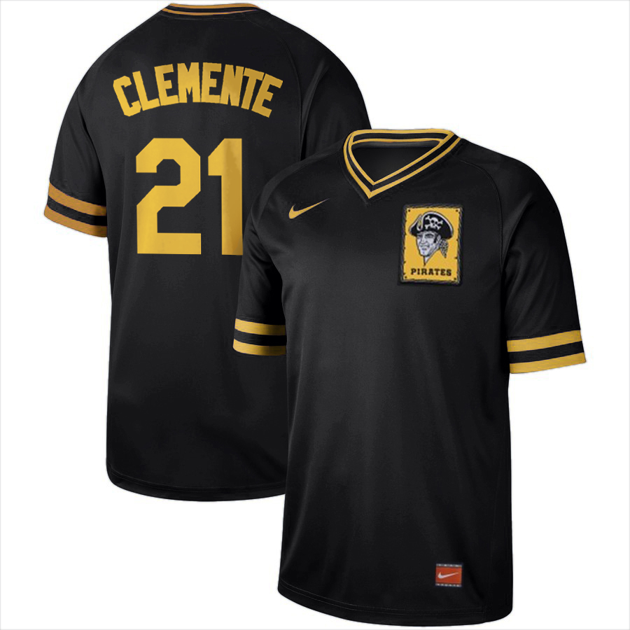 Personalized Pirates 21 Roberto Clemente Black Throwback Jersey