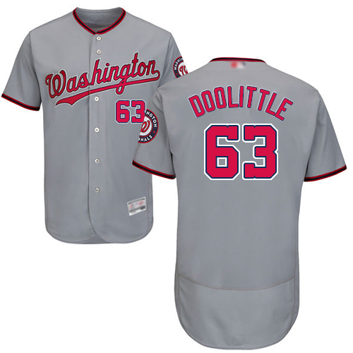 Personalized Nationals #63 Sean Doolittle Grey Flexbase Authentic Collection Stitched Baseball Jersey
