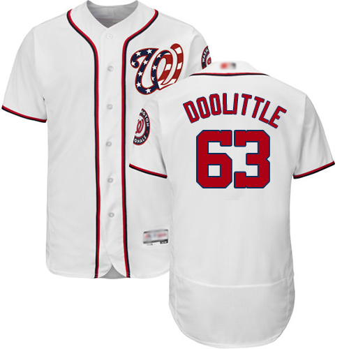 Personalized Nationals #63 Sean Doolittle White Flexbase Authentic Collection Stitched Baseball Jersey