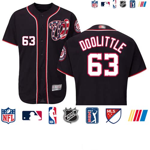 Personalized Nationals #63 Sean Doolittle Navy Blue Flexbase Authentic Collection Stitched Baseball Jersey