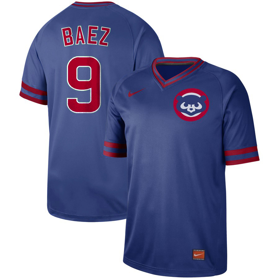 Personalized Cubs 9 Javier Baez Blue Throwback Jersey