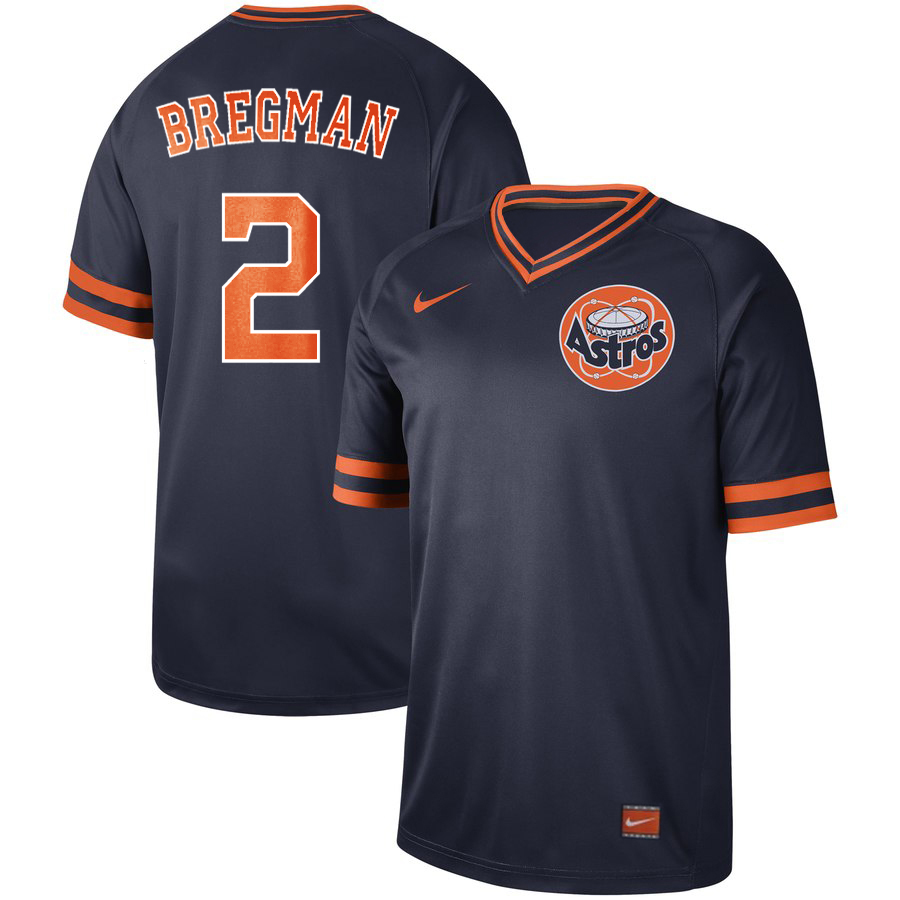 Personalized Astros 2 Alex Bregman Navy Throwback Jersey
