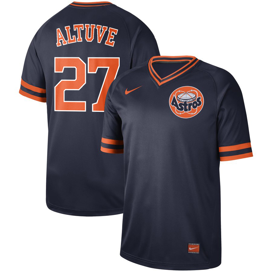 Personalized Astros 27 Jose Altuve Navy Throwback Jersey