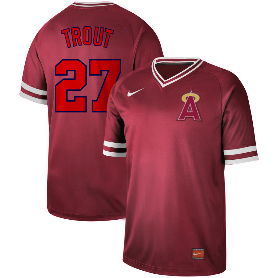 Personalized Angels 27 Mike Trout Red Throwback Jersey