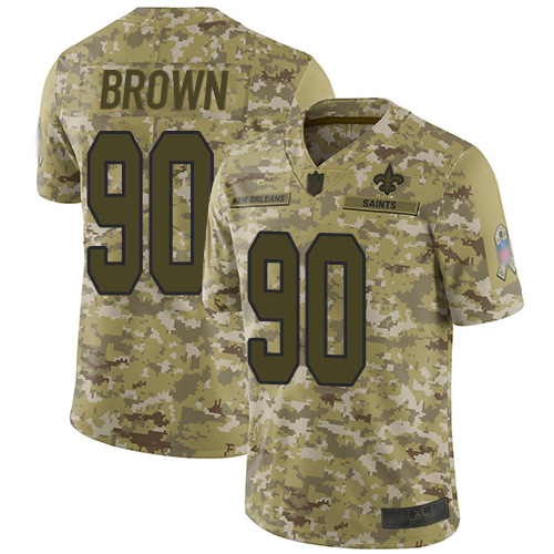 Personalized Saints #90 Malcom Brown Camo Men’s Stitched Football Limited 2018 Salute To Service Jersey