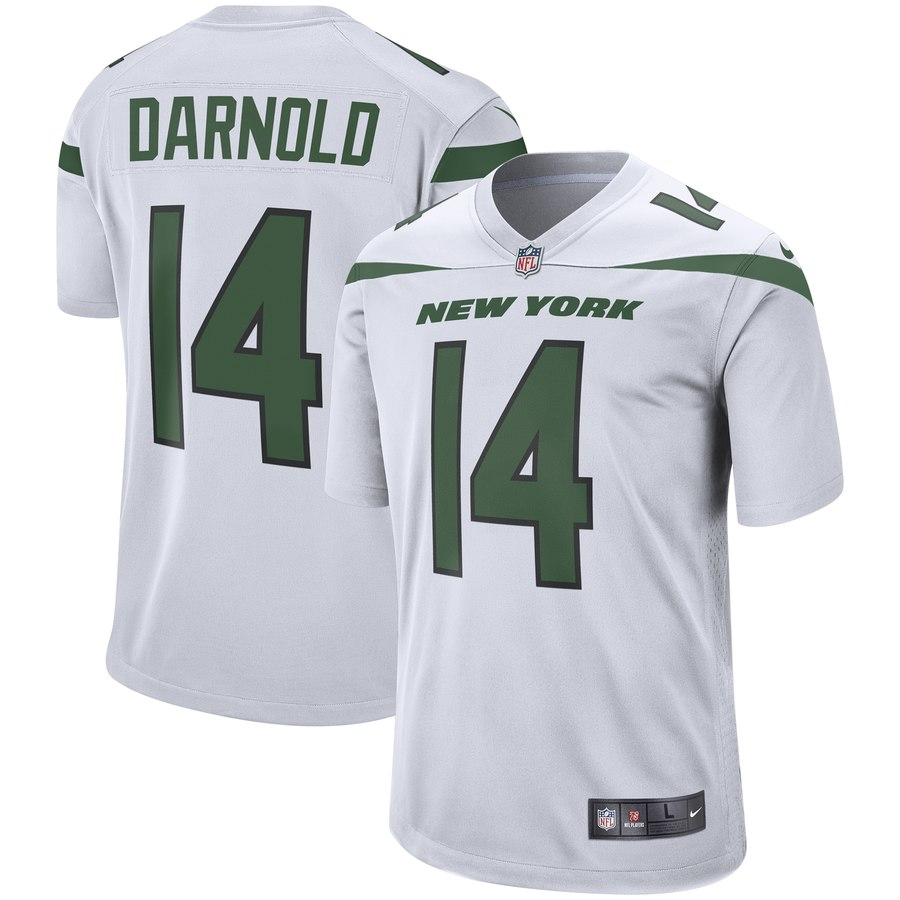 Personalized Men’s New York Jets #14 Sam Darnold White Player Game Jersey