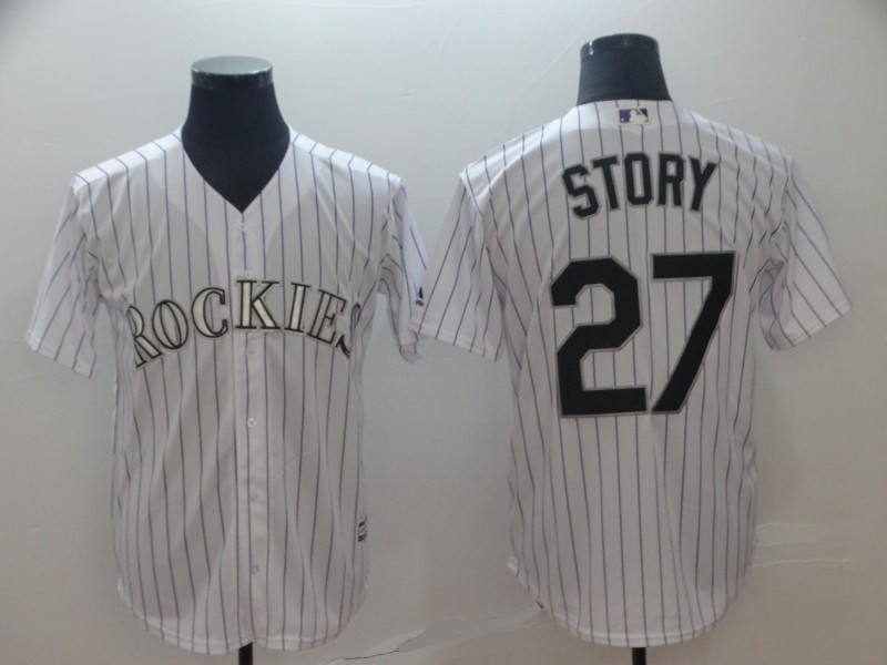 Personalized Rockies 27 Trevor Story White Cool Base Jersey