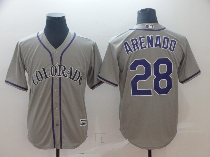 Personalized Rockies 28 Nolan Arenado Gray Cool Base Jersey