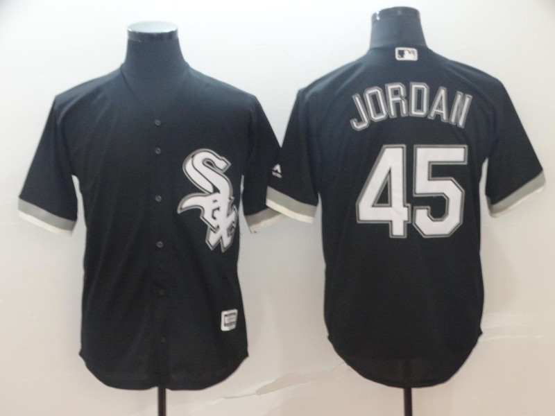 Personalized White Sox 45 Michael Jordan Black Cool Base Jersey