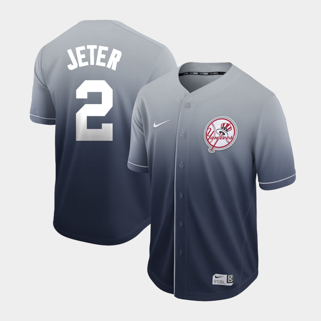 Personalized Yankees 2 Derek Jeter Gray Drift Fashion Jersey