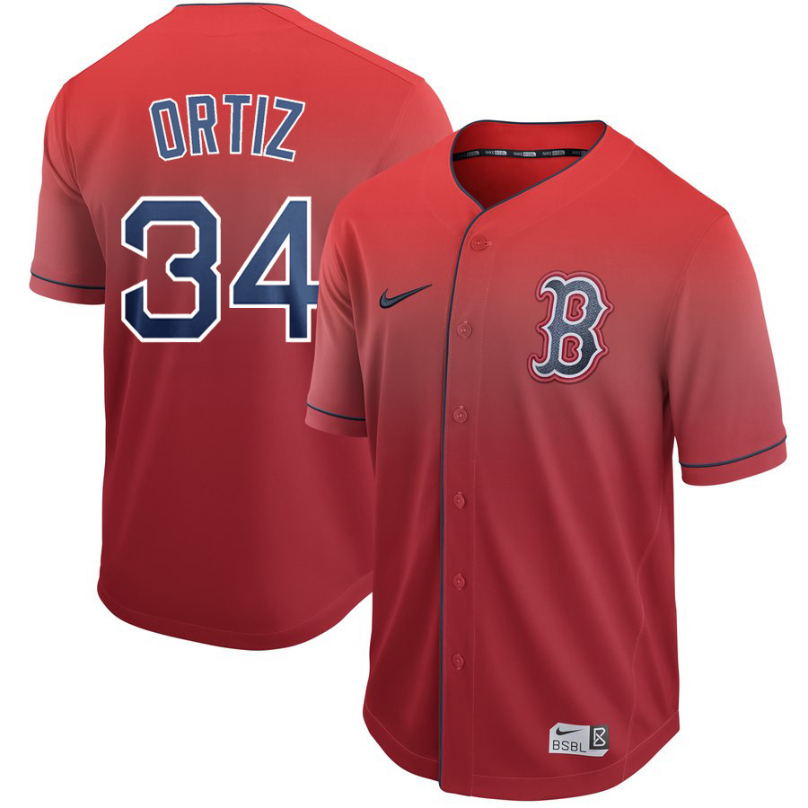 Personalized Red Sox 34 David Ortiz Red Drift Fashion Jersey