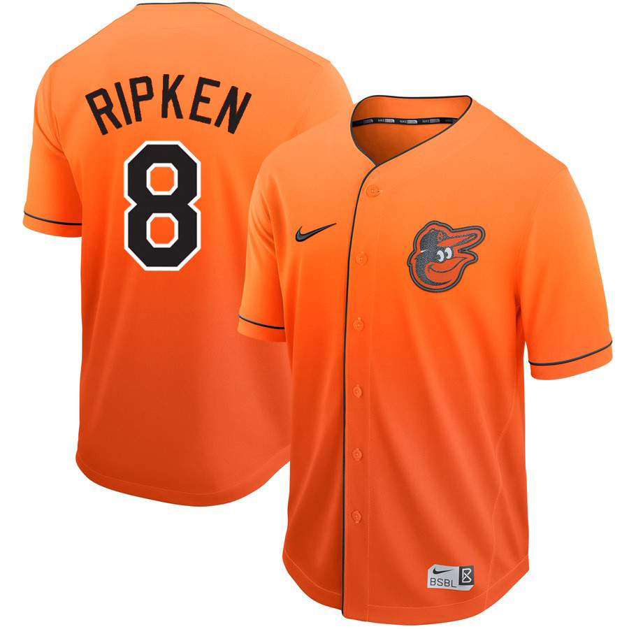 Personalized Orioles 8 Cal Ripken Jr Orange Drift Fashion Jersey
