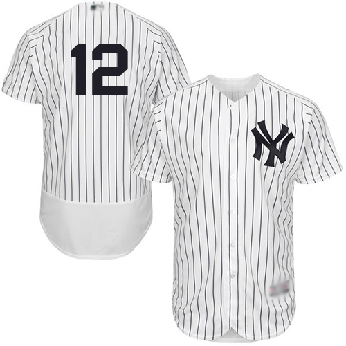 Personalized Yankees #12 Troy Tulowitzki White Strip Flexbase Authentic Collection Stitched Baseball Jersey