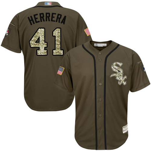 Personalized White Sox #41 Kelvin Herrera Green Salute to Service Stitched Baseball Jersey