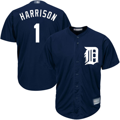 Personalized Tigers #1 Josh Harrison Navy Blue New Cool Base Stitched Baseball Jersey