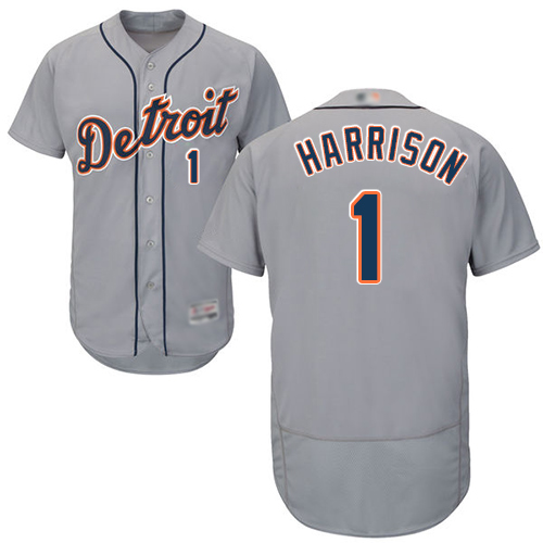 Personalized Tigers #1 Josh Harrison Grey Flexbase Authentic Collection Stitched Baseball Jersey