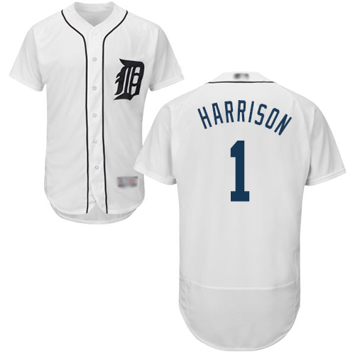 Personalized Tigers #1 Josh Harrison White Flexbase Authentic Collection Stitched Baseball Jersey