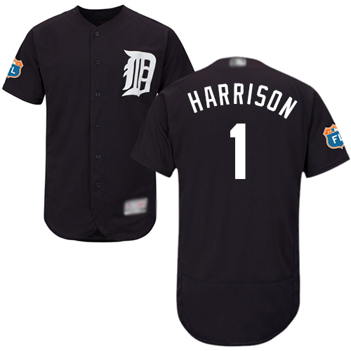 Personalized Tigers #1 Josh Harrison Navy Blue Flexbase Authentic Collection Stitched Baseball Jersey